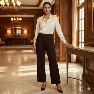 St John Santana Knit Chocolate Pants With Pockets